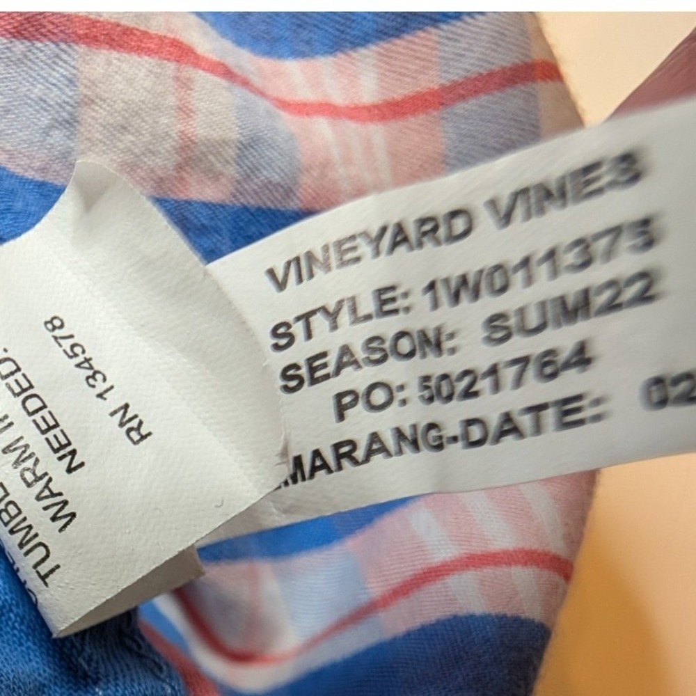 Vineyard Vines Button Up Mens XXL Blue Pink Whale Shirt Plaid 1W011375 Cotton - Picture 3 of 6
